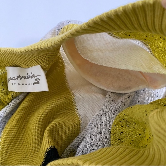 Vintage Patrizia by Mondi green gray white print knit button up cardigan sweater - Picture 8 of 10